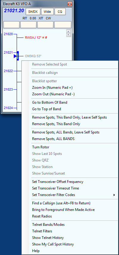 Bandmap RightClickMenu