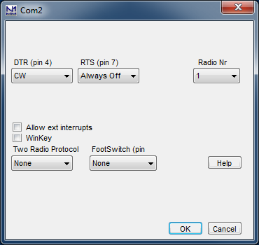 Configurer SetDialog SerialCW