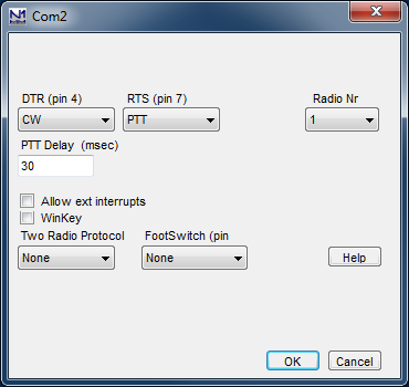 Configurer SetDialog SerialCwPtt