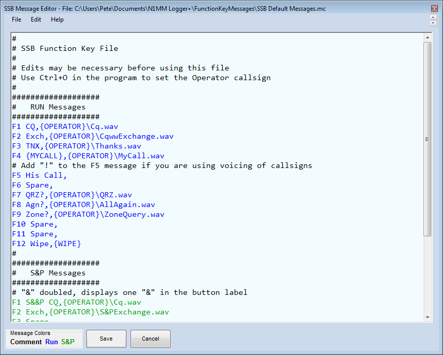 Default SSB Messages Shown In FKey Editor