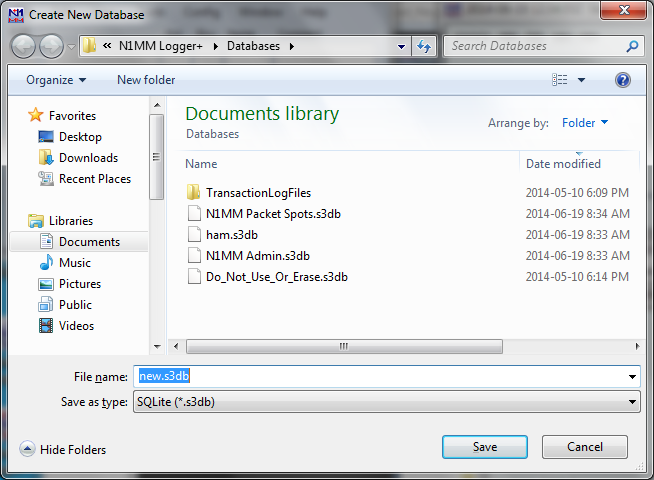 Entry CreateNewDatabase SaveDialog