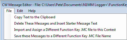 Function Key Editor File Menu
